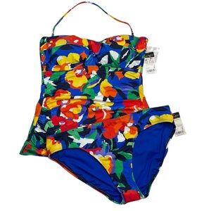 Lauren Ralph Lauren Bandeau Halter Tankini Top & Hipster Bikini Bottoms Floral